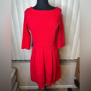 Boden Libby Ponte Red Jersey Cotton Blend Dress Size 10